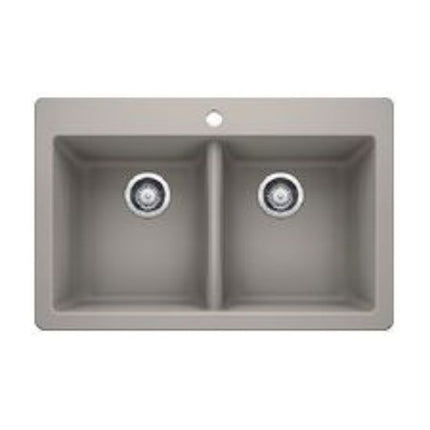 Blanco Horizon Drop-In Sink 2-Bowl Concrete Grey Silgranit/Stone