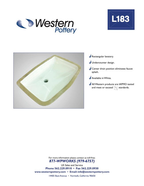 Western Pottery L183 Undermount Sink