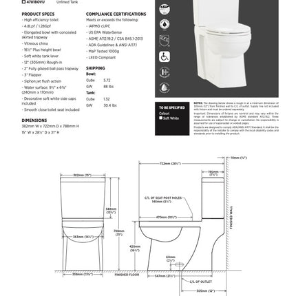 Foremost Cayla 4782BOV Elongated 4.8L BOWL, 16 1/2"