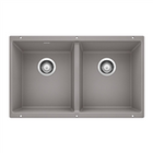 Blanco Precis U 2 Undermount Double Bowl Kitchen Sink Metallic Grey