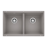 Blanco Precis U 2 Undermount Double Bowl Kitchen Sink Metallic Grey