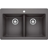 Blanco Horizon Kitchen Sink 2-Bowl Drop-In Grey