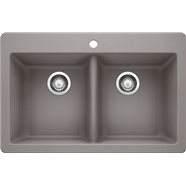 Blanco Horizon Kitchen Sink 2-Bowl Drop-In 401668 Metallic Grey