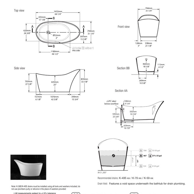 Victoria + Albert Amalfi AML-N-SW-OF Freestanding Bathtub in Gloss White