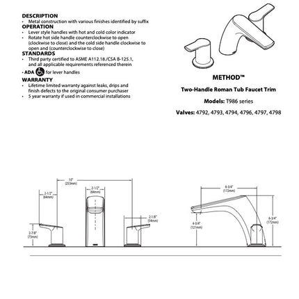 Moen Method Roman Bathtub Filler T986