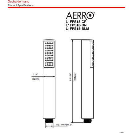 Luxart Aerro L1FPS18-CP Hand Shower in Polished Chrome
