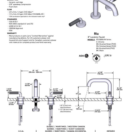 Riobel Riu Lavatory Faucet Brushed Nickel RUSQ08LKNBN