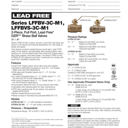 Watts 88005695 1-1/2 in. Brass Full Port Ball Valve