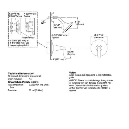 Kohler KTS5320-4-CP Refinia Shower Trim Chrome