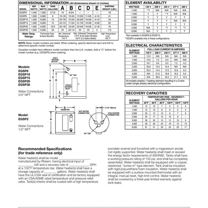 Rheem 524917 30 Gal. Point-of-Use Electric Water Heater