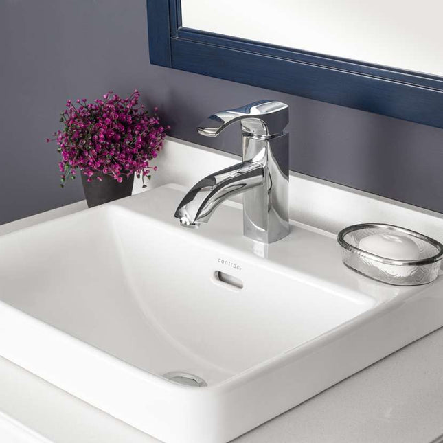 Contrac Conwick Semi-Recessed Vessel Lavatory 18 Inch Rectangular Single Hole
