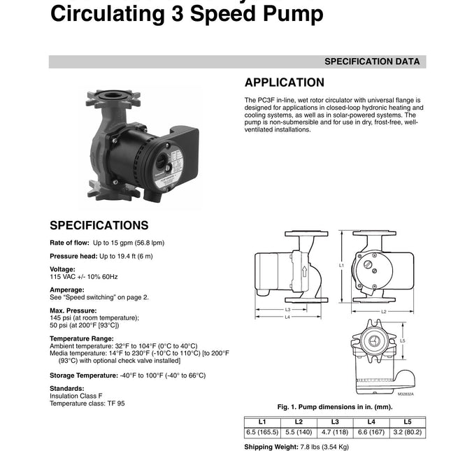 Honeywell PC3F1558IUF00 Cast Iron Circulator Pump