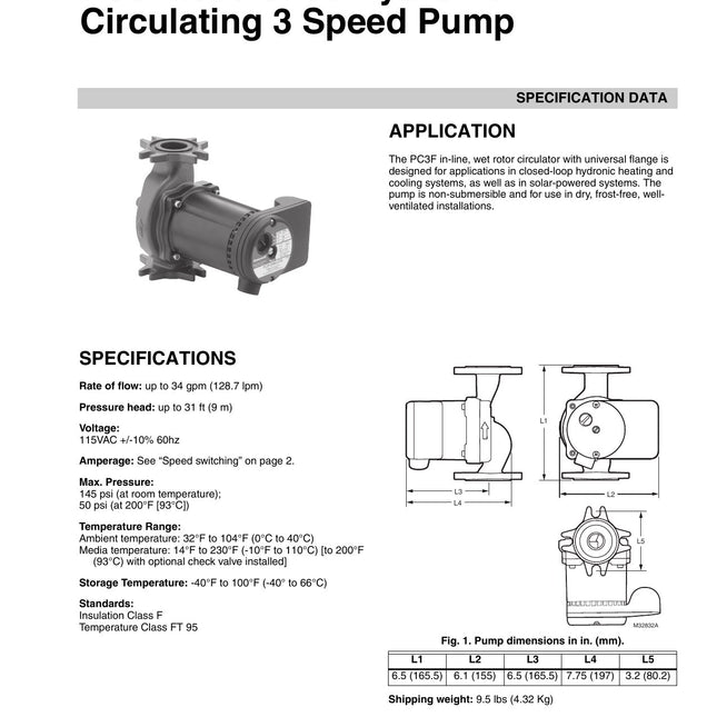 Honeywell PC3F2699IUF00/U Cast Iron Circulator Pump