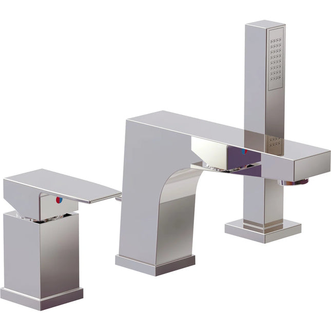 Peerless Square Deck-Mount 3-Hole Roman Bathtub Filler (Faucet) PP1201 Chrome