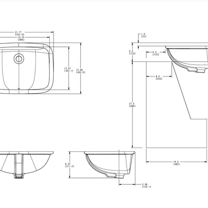 Sloan Rectangular Bathroom Sink Undermount White SS-3021