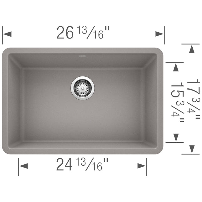 Blanco Precis Single Kitchen Sink Under-Mount 401892 Metallic Grey