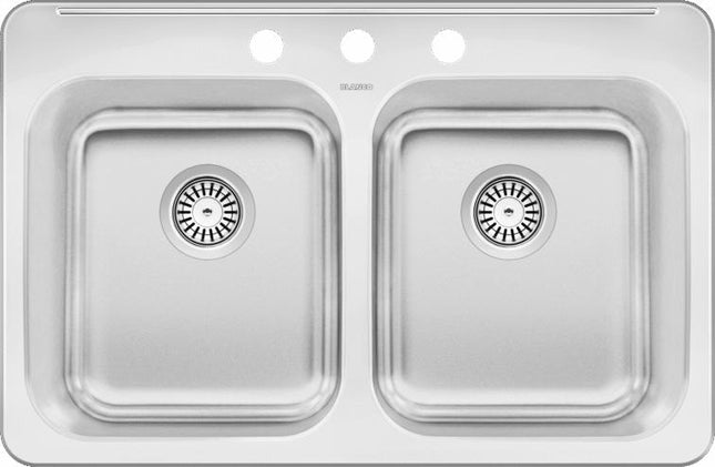 Blanco Horizon 2.0 Drop-In Double Bowl Stainless Steel Kitchen Sink (Model: 401025)
