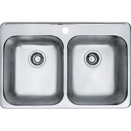 Kindred Reginox RDL2031-1 Drop-In Double Bowl Kitchen Sink